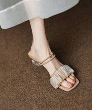 Load image into Gallery viewer, Apricot Peep Toe Wrinkled Splicing Clear Chunky Slide Sandals