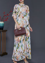 Load image into Gallery viewer, Apricot Print Cotton Cheongsam Dress Mandarin Collar Summer