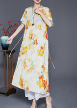 Load image into Gallery viewer, Apricot Print Linen Dress Oversized Exra Large Hem Summer