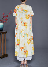 Load image into Gallery viewer, Apricot Print Linen Dress Oversized Exra Large Hem Summer