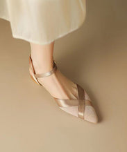 Load image into Gallery viewer, Apricot Sandals Suede Women Splicing Pointed Toe Buckle Strap