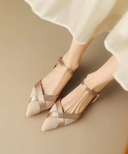 Load image into Gallery viewer, Apricot Sandals Suede Women Splicing Pointed Toe Buckle Strap