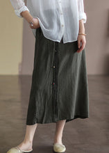 Load image into Gallery viewer, Army Green Pockets Patchwork Cotton Skirt Embroidered Summer