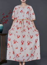 Load image into Gallery viewer, Art Apricot Cinched Plum Blossom Print Cotton Holiday Dress Summer