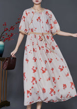 Load image into Gallery viewer, Art Apricot Cinched Plum Blossom Print Cotton Holiday Dress Summer