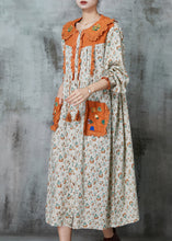 Load image into Gallery viewer, Art Apricot Embroidered Patchwork Linen Robe Dresses Spring