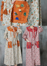 Load image into Gallery viewer, Art Apricot Embroidered Patchwork Linen Robe Dresses Spring