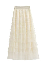 Load image into Gallery viewer, Art Beige Elastic Waist Tulle Maxi Cake Skirts Summer