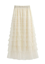 Load image into Gallery viewer, Art Beige Elastic Waist Tulle Maxi Cake Skirts Summer