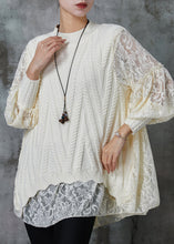 Load image into Gallery viewer, Art Beige Oversized Patchwork Lace Knit Top Spring