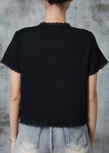 Load image into Gallery viewer, Art Black Animal Embroidered Knit Shirts Summer