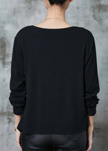 Load image into Gallery viewer, Art Black Asymmetrical Wrinkled Cotton Sweatshirts Top Spring