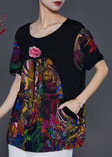 Load image into Gallery viewer, Art Black Embroideried Patchwork Tasseled Cotton Tank Tops Summer