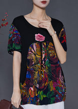 Load image into Gallery viewer, Art Black Embroideried Patchwork Tasseled Cotton Tank Tops Summer