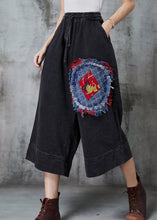 Load image into Gallery viewer, Art Black Oversized Patchwork Denim Wide Leg Pants Summer