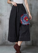 Load image into Gallery viewer, Art Black Oversized Patchwork Denim Wide Leg Pants Summer