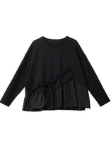 Load image into Gallery viewer, Art Black Oversized Patchwork Ruffles Cotton Sweatshirts Top Spring