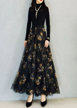 Load image into Gallery viewer, Art Black Print High Waist Exra Large Hem Tulle Skirts Spring