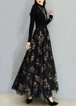 Load image into Gallery viewer, Art Black Print High Waist Exra Large Hem Tulle Skirts Spring