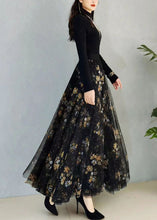 Load image into Gallery viewer, Art Black Print High Waist Exra Large Hem Tulle Skirts Spring