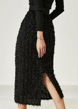 Load image into Gallery viewer, Art Black Silm Fit Side Open Knit Skirt Summer