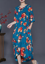 Load image into Gallery viewer, Art Blue Oversized Flower Front Open Cotton Long Dress Summer