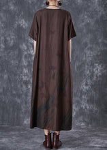 Load image into Gallery viewer, Art Chocolate Print Side Open Linen Dresses Summer