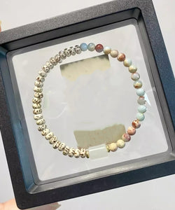 Art Colorblock Gem Stone Patchwork Jade Bracelet