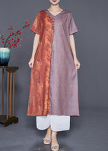 Load image into Gallery viewer, Art Colorblock V Neck Patchwork Silk Long Dress Summer