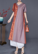 Load image into Gallery viewer, Art Colorblock V Neck Patchwork Silk Long Dress Summer