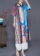 Load image into Gallery viewer, Art Colorblock V Neck Print Silk Holiday Dress Summer