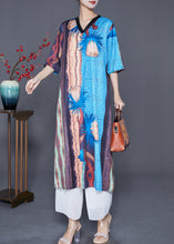 Load image into Gallery viewer, Art Colorblock V Neck Print Silk Holiday Dress Summer