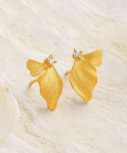 Load image into Gallery viewer, Art Gold Sterling Silver Overgild Butterfly Stud Earrings