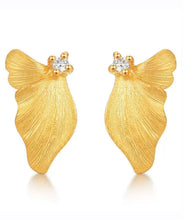 Load image into Gallery viewer, Art Gold Sterling Silver Overgild Butterfly Stud Earrings