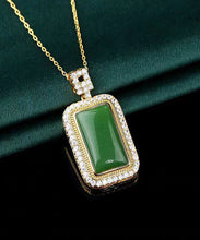 Load image into Gallery viewer, Art Green Copper Overgild Jade Zircon Pendant Necklace