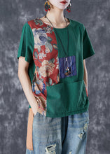 Load image into Gallery viewer, Art Green Oversized Patchwork Applique Cotton Tank Summer