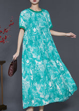 Load image into Gallery viewer, Art Green Print Exra Large Hem Chiffon Dress Summer