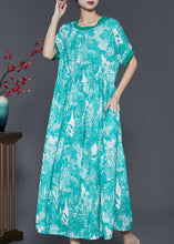 Load image into Gallery viewer, Art Green Print Exra Large Hem Chiffon Dress Summer