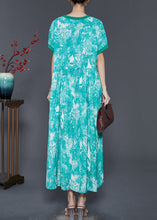 Load image into Gallery viewer, Art Green Print Exra Large Hem Chiffon Dress Summer