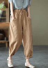 Load image into Gallery viewer, Art White stripes Tie Waist Pockets Summer Harem Pants Linen