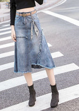 Load image into Gallery viewer, Art Light Blue Asymmetrical Patchwork High Waist Denim Skirt Summer