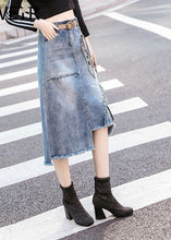 Load image into Gallery viewer, Art Light Blue Asymmetrical Patchwork High Waist Denim Skirt Summer