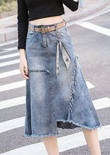 Load image into Gallery viewer, Art Light Blue Asymmetrical Patchwork High Waist Denim Skirt Summer