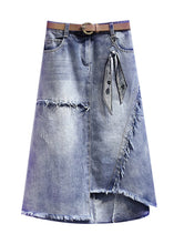 Load image into Gallery viewer, Art Light Blue Asymmetrical Patchwork High Waist Denim Skirt Summer