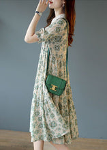 Load image into Gallery viewer, Art Light Green Peter Pan Collar Patchwork Print Chiffon Dress Summer