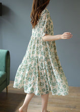 Load image into Gallery viewer, Art Light Green Peter Pan Collar Patchwork Print Chiffon Dress Summer