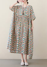 Load image into Gallery viewer, Art Light Khaki O-Neck Dot Print Pockets Long Dresses Summer