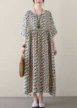 Load image into Gallery viewer, Art Light Khaki O-Neck Dot Print Pockets Long Dresses Summer