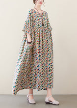 Load image into Gallery viewer, Art Light Khaki O-Neck Dot Print Pockets Long Dresses Summer