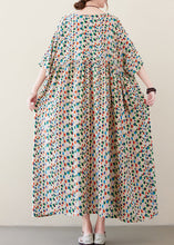 Load image into Gallery viewer, Art Light Khaki O-Neck Dot Print Pockets Long Dresses Summer